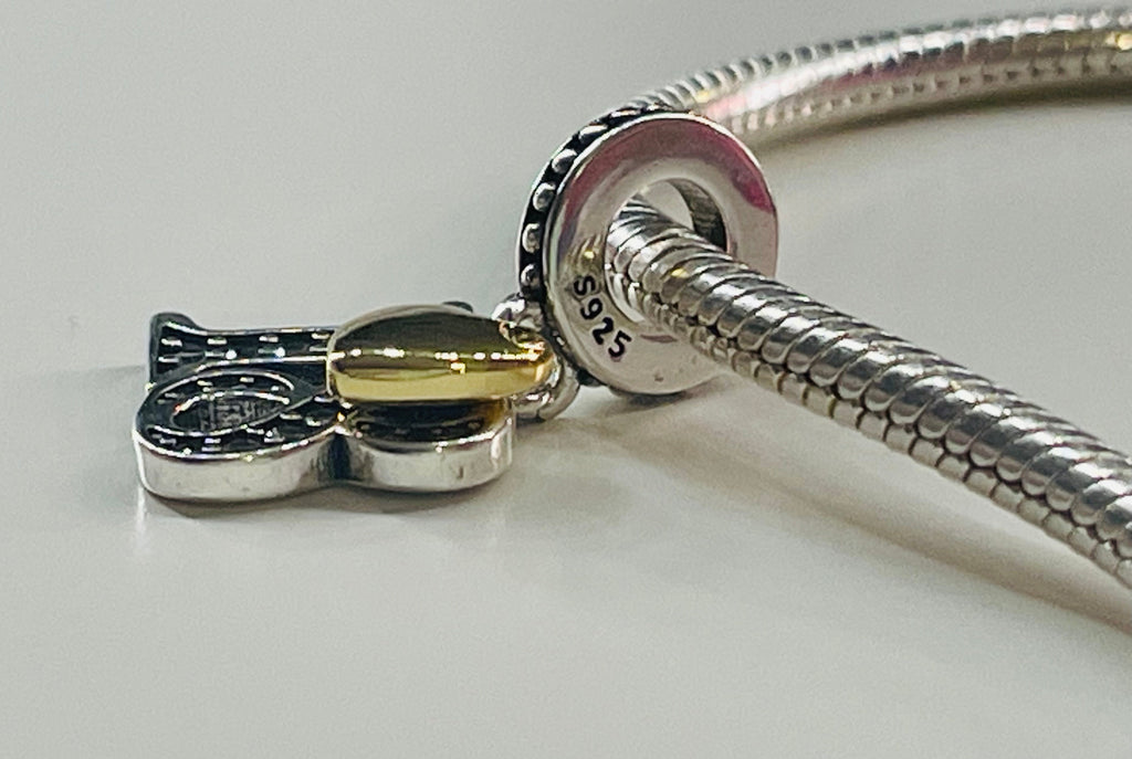 18th birthday silver charm with gold heart