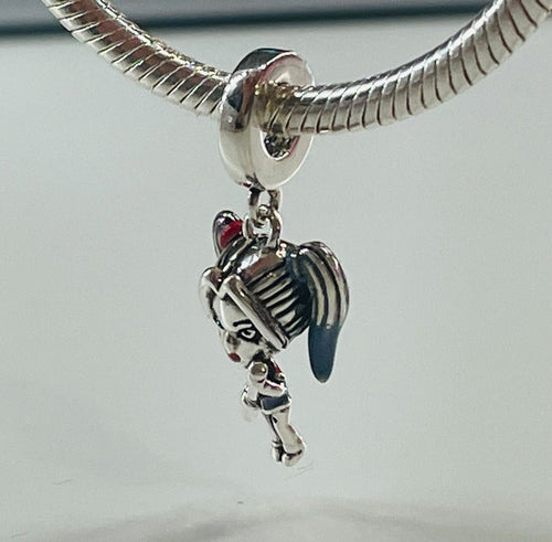 Harley Quinn dangle charm side view on bracelet